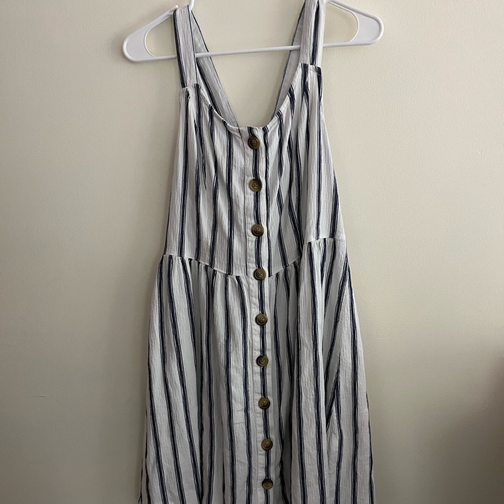 SO Striped Button-Down Midi Dress